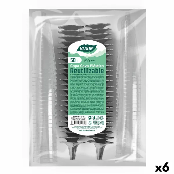 Kierrätettävät kuohuviinilasit Algon Musta 6 osaa 150 ml (50 Kappaletta)