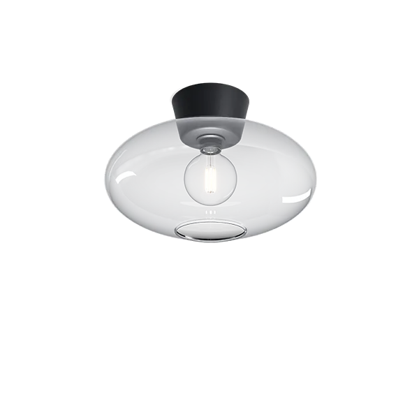 Bullo XL ceiling D380 flat black/clear glass E27