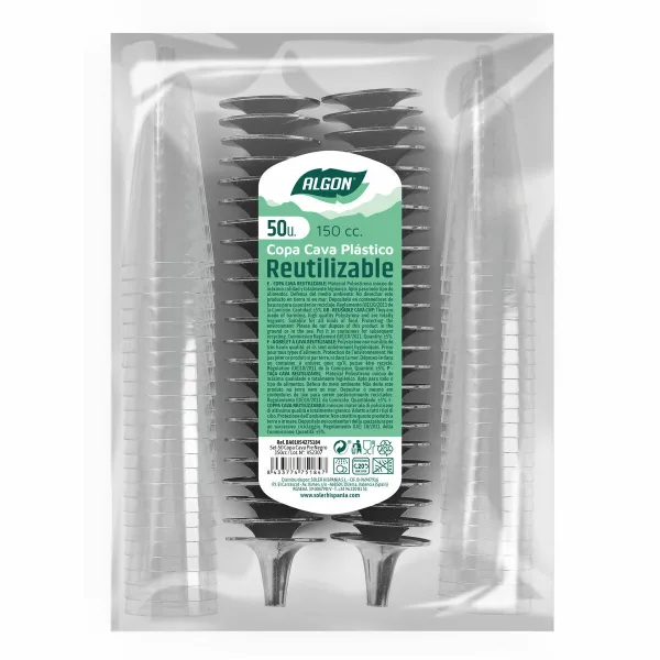 Vairākkārt lietojamas šampanieša glāzes Algon Melns 6 gb. 150 ml (50 Daudzums)
