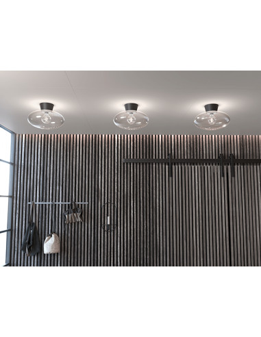 Bullo XL ceiling D380 flat black/clear glass E27