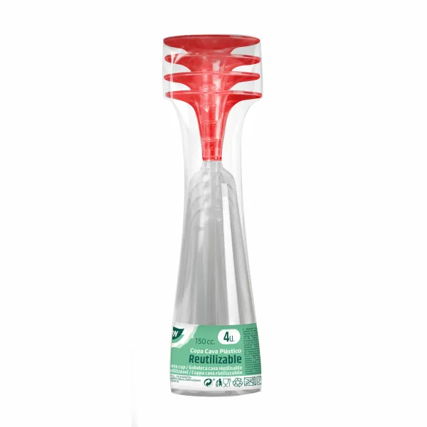 Многоразовые бокалы для шампанского Algon Красный 24 штук 150 ml (4 Предметы)