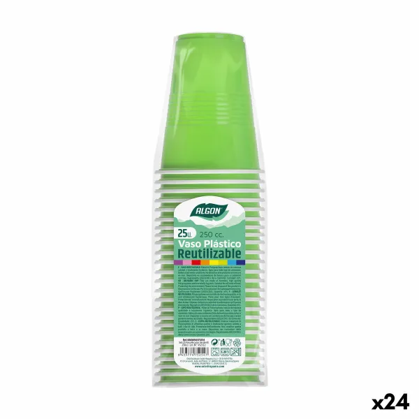 Vairākkārt lietojamu glāžu komplekts Algon Zaļš 24 gb. 250 ml (25 Daudzums)