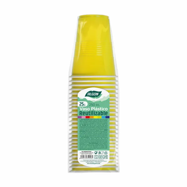 Sarja kierrätettäviä mukeja Algon Keltainen 24 osaa 250 ml (25 Kappaletta)