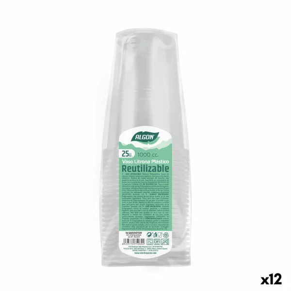 Vairākkārt lietojamu glāžu komplekts Algon 1 L Caurspīdīgs 12 gb. (25 Daudzums)
