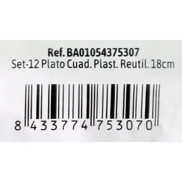 Vairākkārt lietojamu šķīvju komplekts Algon Kvadrāta Plastmasa 18 x 18 x 1,5 cm (24 gb.)