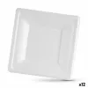 Plāksņu komplekts Algon Vienreizējas lietošanas Balts Cukurniedre Kvadrāta 16 cm (12 gb.)
