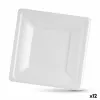 Plāksņu komplekts Algon Vienreizējas lietošanas Balts Cukurniedre Kvadrāta 20 cm (12 gb.)