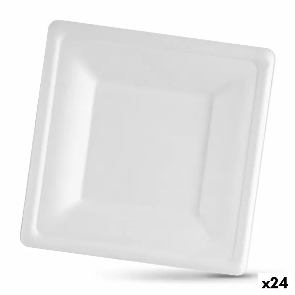 Plokštelių rinkinys Algon Vienkartinis Balta Cukranendrės Kvadratai 26 cm (24 vnt.)