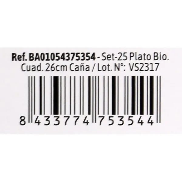 Plāksņu komplekts Algon Vienreizējas lietošanas Balts Cukurniedre Kvadrāta 26 cm (8 gb.)