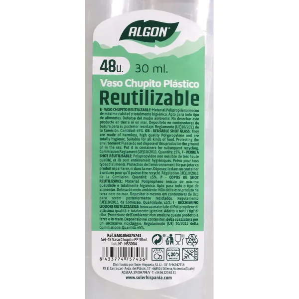 Šota Glāžu Komplekts Algon Vairākkārtēja lietošana 22 gb. 30 ml (48 Daudzums)