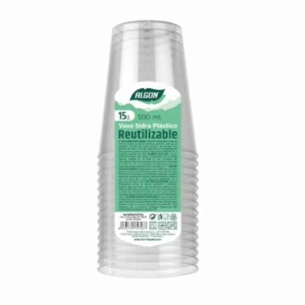 Vairākkārt lietojamu glāžu komplekts Algon Caurspīdīgs Sidrs 20 gb. 500 ml (15 Daudzums)