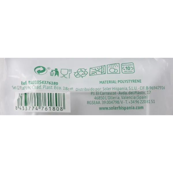 Vairākkārt lietojamu šķīvju komplekts Algon Balts Plastmasa (24 gb.)
