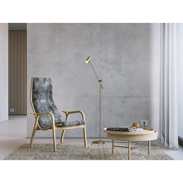 Tyson floor lamp tilt matt polished brass GU10