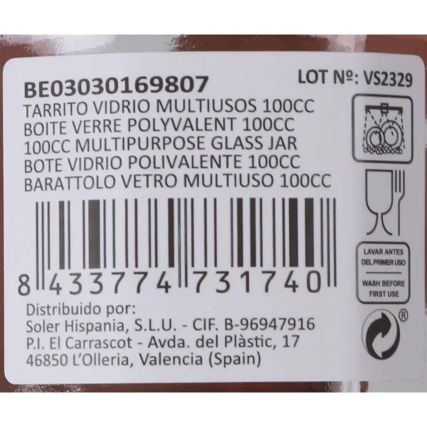 Tin Mediterraneo Glass 6,5 x 6,5 x 6,5 cm (72 Units)