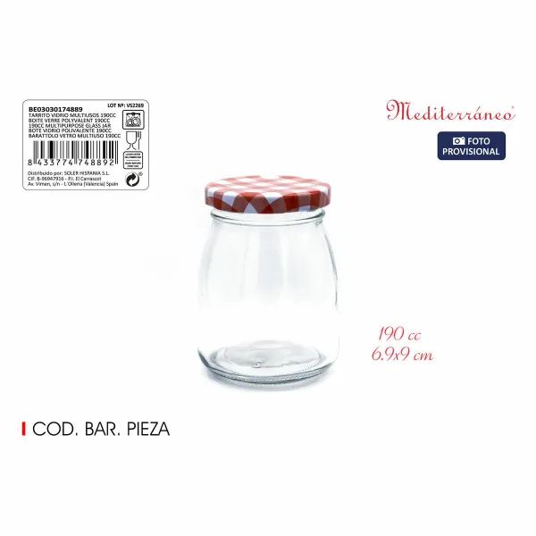 Стеклянный горшок Mediterraneo многоцелевой 190 ml Cтекло (48 штук)