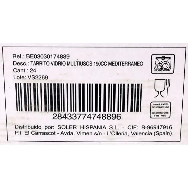 Стеклянный горшок Mediterraneo многоцелевой 190 ml Cтекло (48 штук)