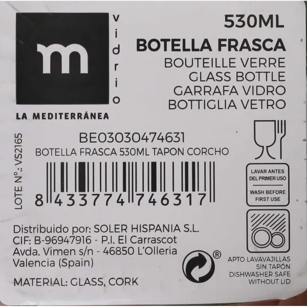 Стеклянная бутылка La Mediterránea 530 ml (16 штук)