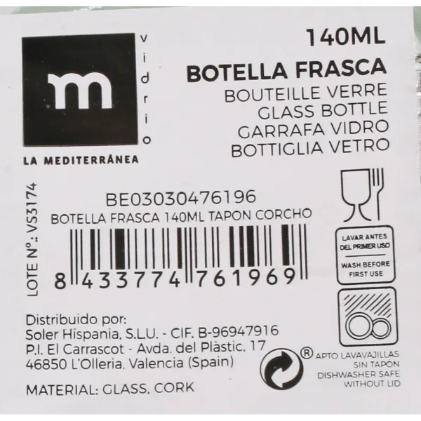 Стеклянная бутылка La Mediterránea 140 ml (48 штук)