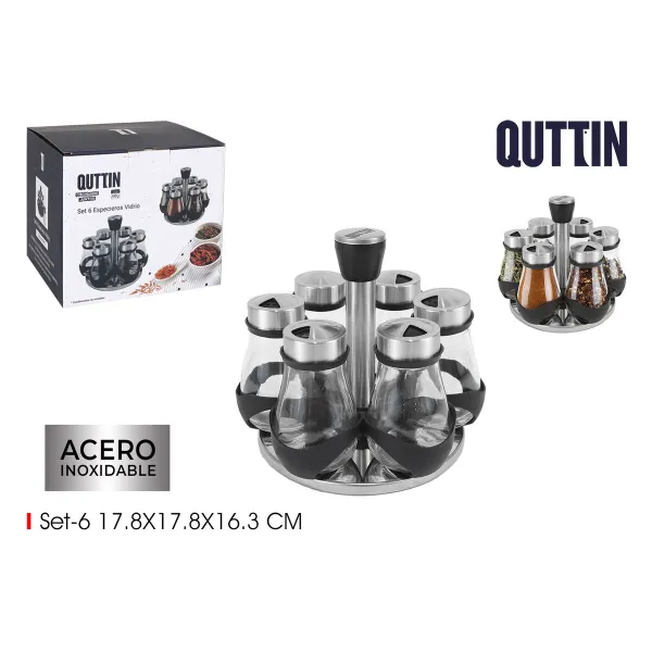 Stainless Steel Spice Rack Quttin 17,8 X 17,8 X 16,3 CM (6 Pieces) (8 Units)