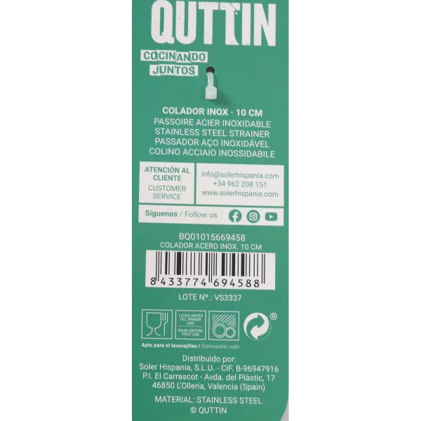 Ситечко из нержавеющей стали Quttin (Ø 10 cm) Нержавеющая сталь (24 штук)