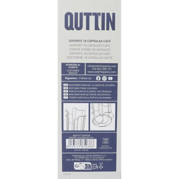 Подставка для 18 кофейных капсул Quttin 49538 11,5 x 33 cm (6 штук)