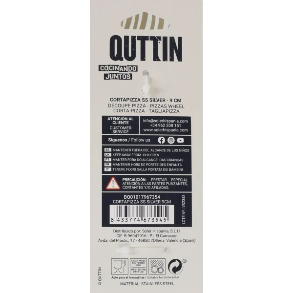 Резак для пиццы Quttin 55422 (21,5 x 9 cm) Нержавеющая сталь 21,5 x 9 x 2 cm (12 штук)