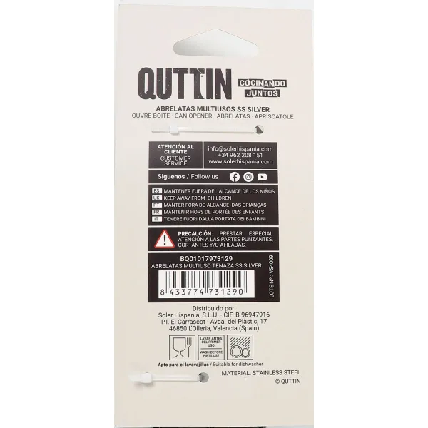 Tölkinavaaja Quttin 23 x 8 x 4 cm Hopeinen Ruostumaton teräs (24 osaa)