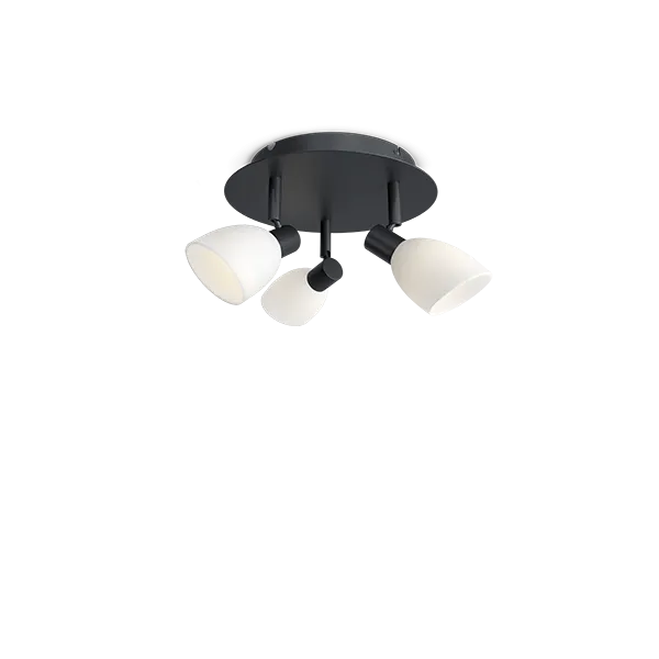 Prožektorid Cut 3 ümmargust lampi must/opaalklaas