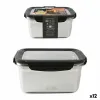 Hermetic Lunch Box Quttin Rectangular Stainless steel Silver Steel 2,6 L (12 Units)