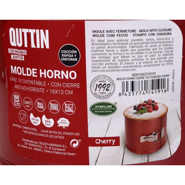 Springform Pan Quttin 16 x 13 cm Souffle (12 Units)