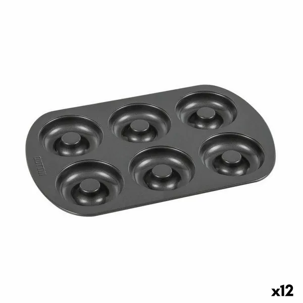 Uuni vuoka Quttin Donitsit Hiiliteräs Musta 32 x 21 x 2,3 cm (12 osaa)