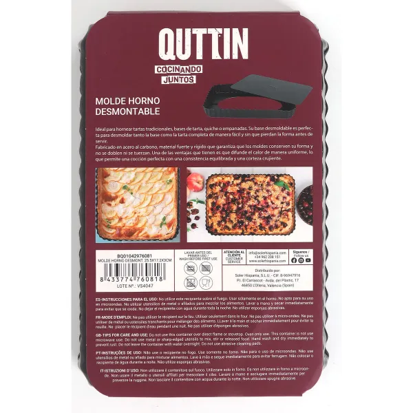 Springform Pan Quttin Black Carbon steel 25,5 x 17,2 x 3 cm (12 Units)
