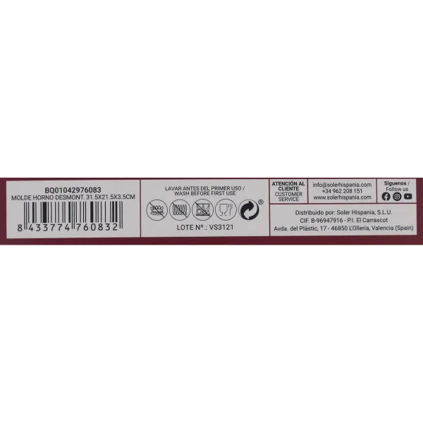 Atsperu Formas Panna Quttin Melns Karbona tērauds 31,5 x 21,5 x 3,5 cm (6 gb.)