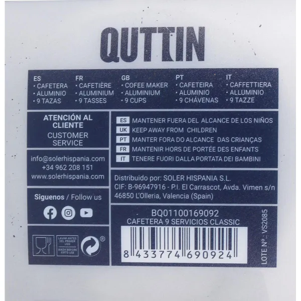 Vanhanaikainen Italialainen Mokkapannu Quttin 9 Kupit (6 osaa)