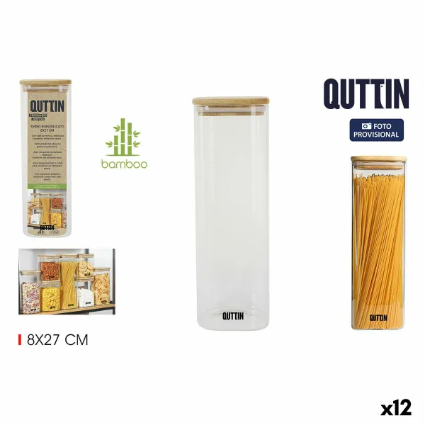 Purkki Quttin Bambu Neliö 1,3 L 8 x 27 cm (12 osaa)