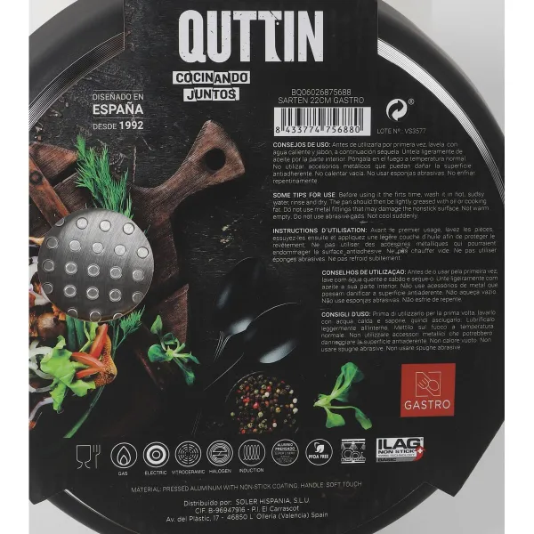 Pan Quttin Gastro Black Orange 37,5 x 23 x 5 cm (6 Units)