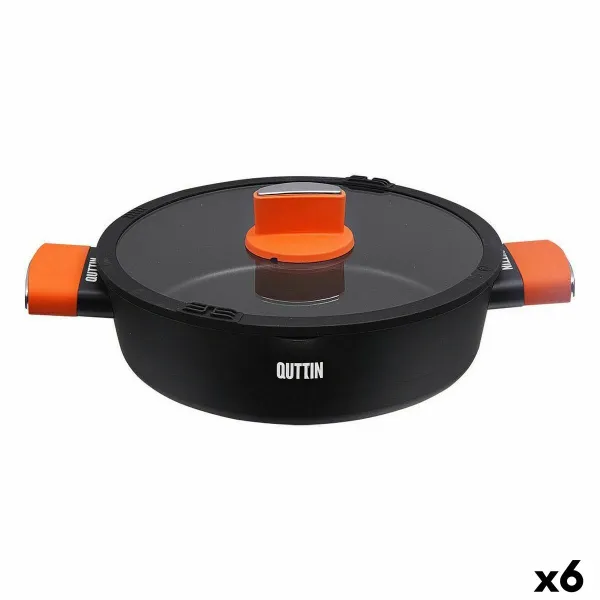 Lasikannellinen vuoka Quttin Gastro Musta Oranssi 36,5 x 27 x 8,5 cm (6 osaa)