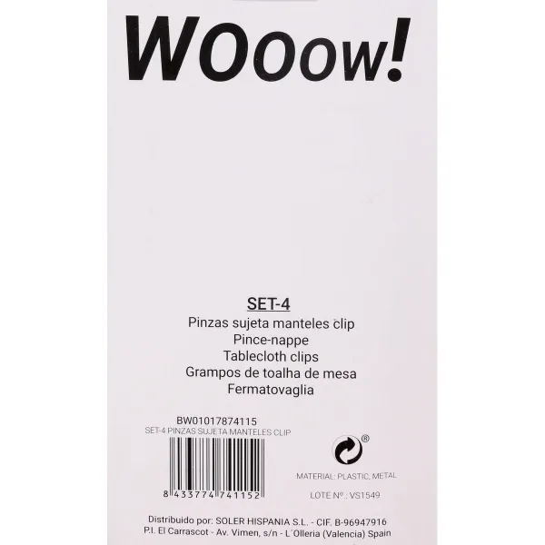 Tablecloth Clip (4 Pieces) (36 Units)