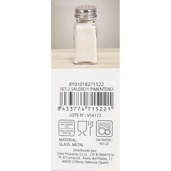 Suola- ja pippurisetti Anna 107462 2 Kappaletta 8,5 x 4,5 x 10 cm (24 osaa)