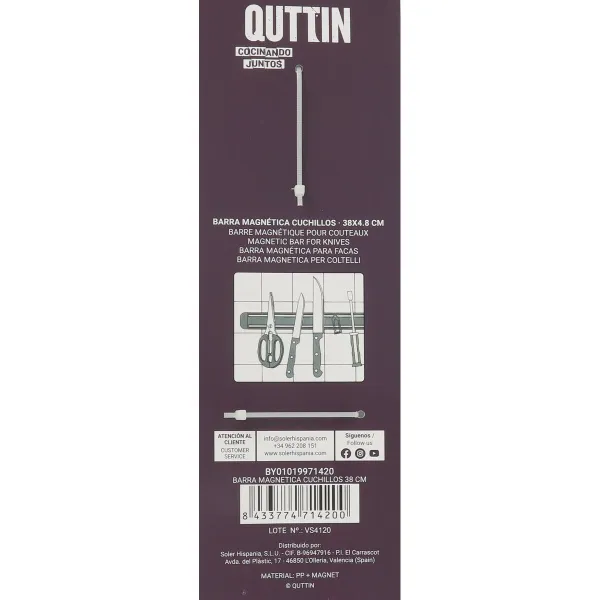 Magnetic knife rack Quttin 107463 (38 cm) 38 x 4,8 cm