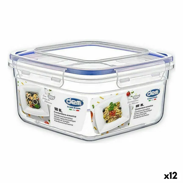 Герметичная коробочка для завтрака Dem 900 ml 15 x 15 x 8 cm (12 штук)