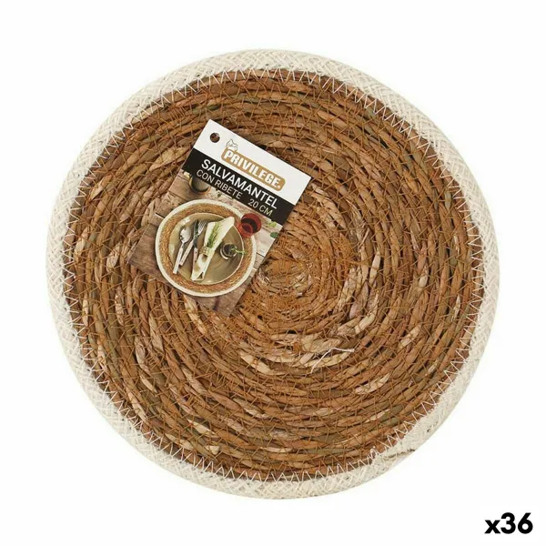 Stalo kilimėlis Privilege Jūros dumbliai Ruda Su apdaila Ø 20 cm (36 Vienetai)
