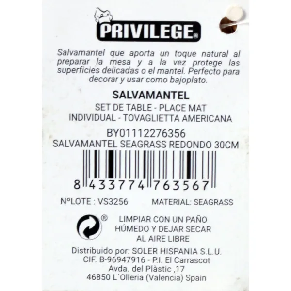 Stalo kilimėlis Privilege Jūros dumbliai Ruda Ø 30 cm (36 Vienetai)