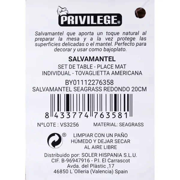 Galda paliktnis Privilege Jūras aļģe Brūns Ø 20 cm (36 Vienības)