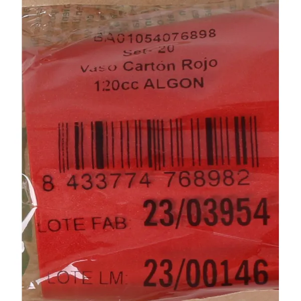 Glāžu komplekts Algon Vienreizējas lietošanas Kartons Sarkans 20 Daudzums 120 ml (24 gb.)
