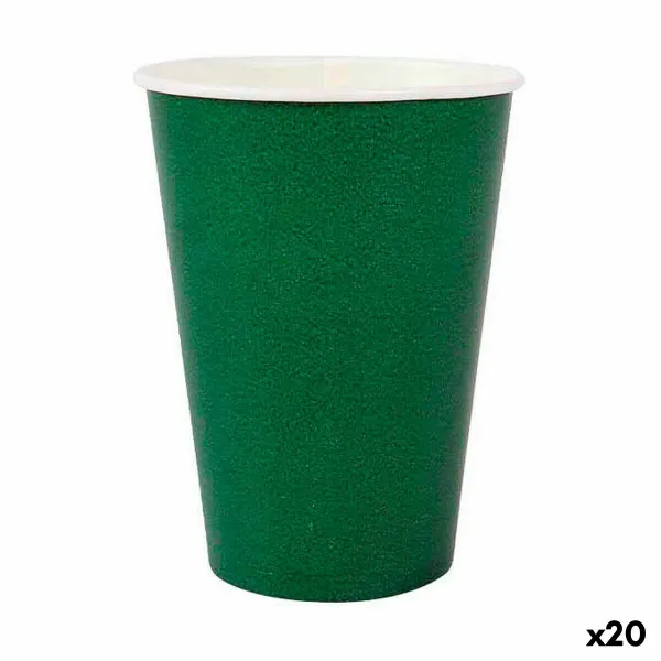 Set of glasses Algon Disposable Cardboard Green 20 Pieces 220 ml (20 Units)