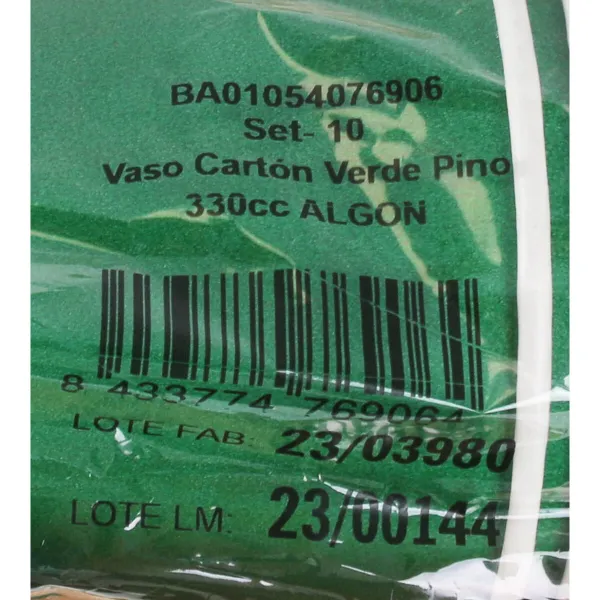 Glāžu komplekts Algon Vienreizējas lietošanas Kartons Zaļš 10 Daudzums 350 ml (20 gb.)