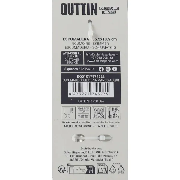 Reikäkauha Quttin Silikoni Teräs 35 x 10,9 cm (24 osaa)