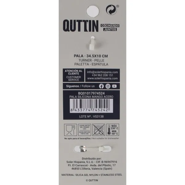 Kitchen Spatula Quttin Silicone Steel 35 x 10,9 cm (24 Units)
