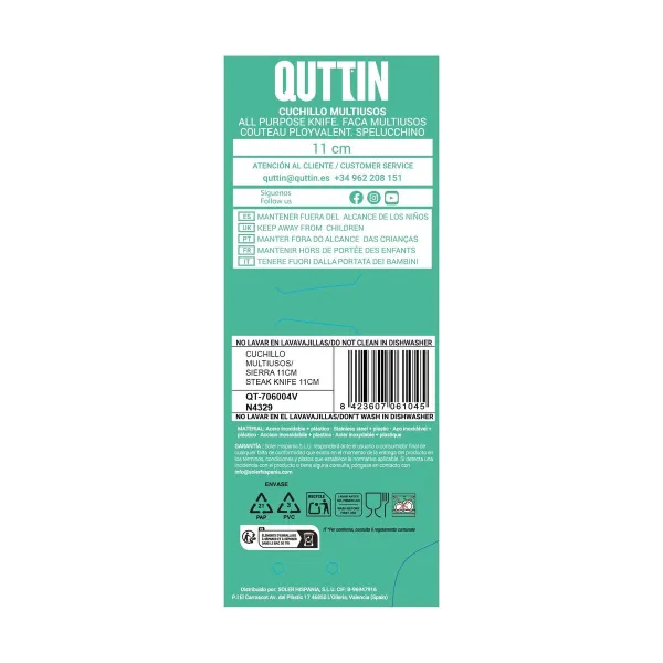 Dantytas peilis Quttin Black 11 cm (36 Vienetai)